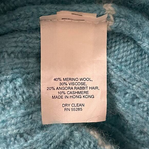 Express Wool Cashmere Angora Blend Striped Sweater Cable Knit Teal - Size Small - Picture 4 of 9